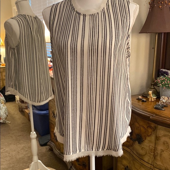 Who What Wear Black and White Striped Tank Top - Picture 1 of 12